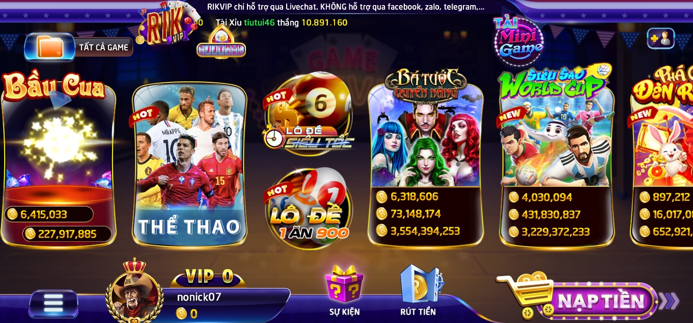 Lộ diện sảnh Lô đề siêu tốc thưởng cao tại cổng game Rikvip